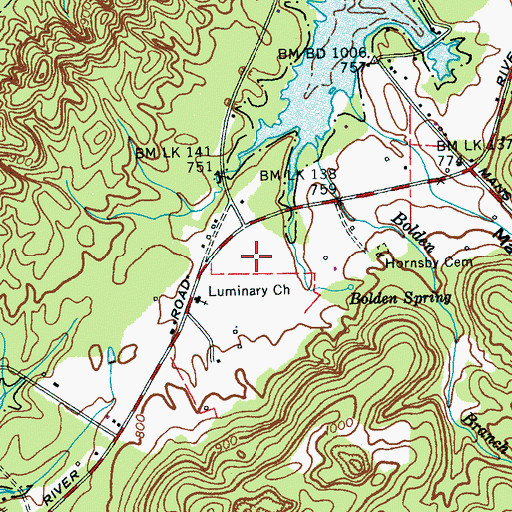 Topographic Map of Bay View, TN