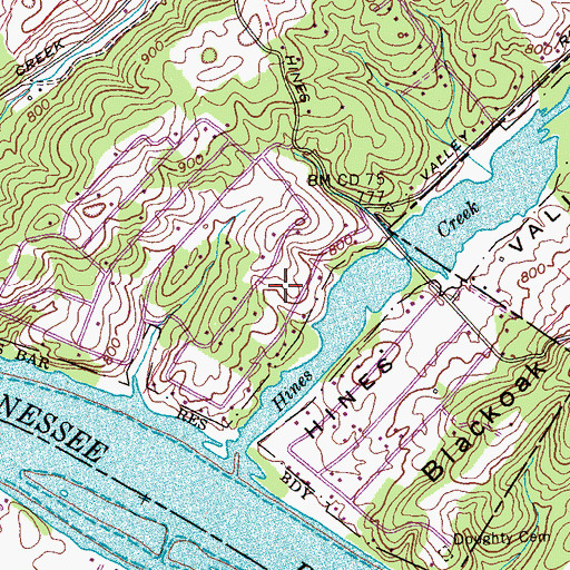 Topographic Map of Lake-A-Wana, TN