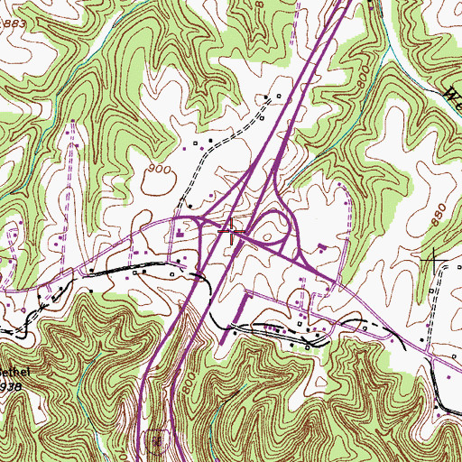 Topographic Map of Interchange 104, TN