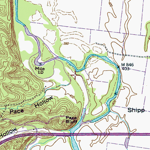 Topographic Map of Pace Ford, TN