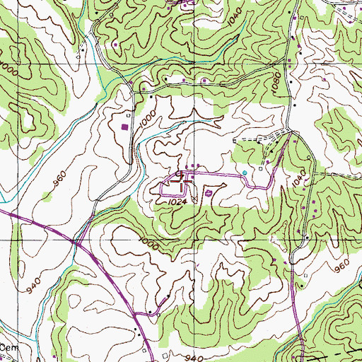 Topographic Map of Amber Meadows, TN
