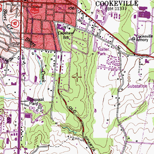 Topographic Map of Capshaw Woods, TN