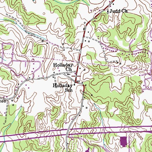 Topographic Map of Holladay, TN