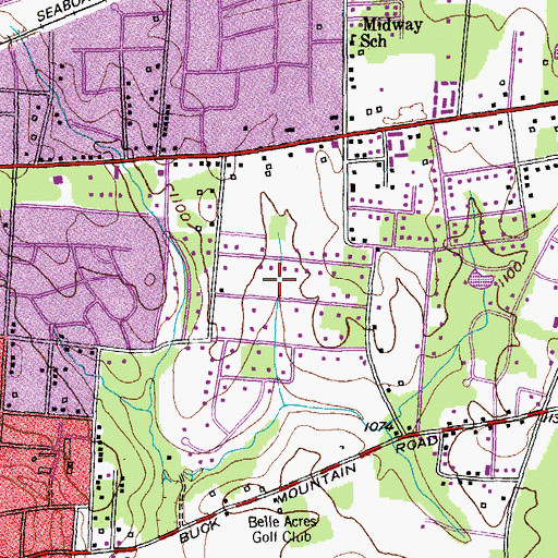 Topographic Map of Oaklawn, TN