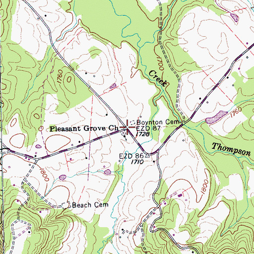 Topographic Map of Gladecreek (historical), TN