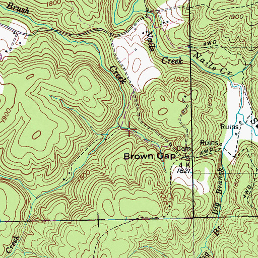 Topographic Map of Grapevine (historical), TN