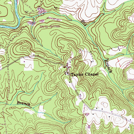 Topographic Map of Taylors Chapel, TN
