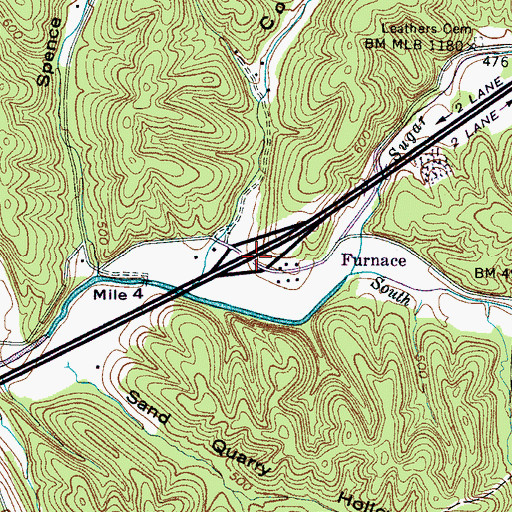 Topographic Map of Interchange 152, TN