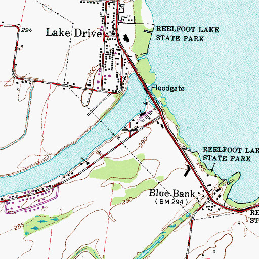 Topographic Map of Edgewater Beach, TN