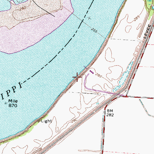 Topographic Map of Merriwether-Cherokee Revetment, TN