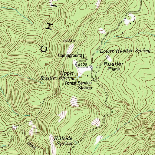 Topographic Map of Upper Rustler Spring, AZ