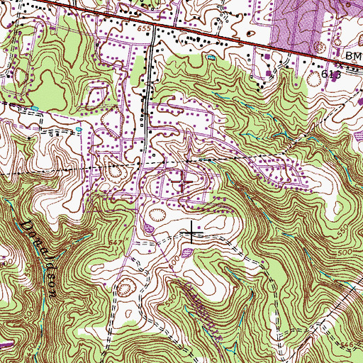 Topographic Map of Oakland Heights, TN