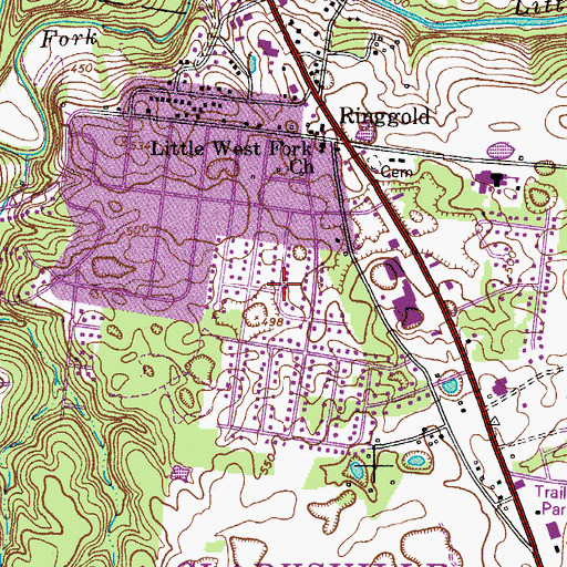 Topographic Map of West Fork Hills, TN