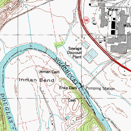 Topographic Map of Inman Ford, TN