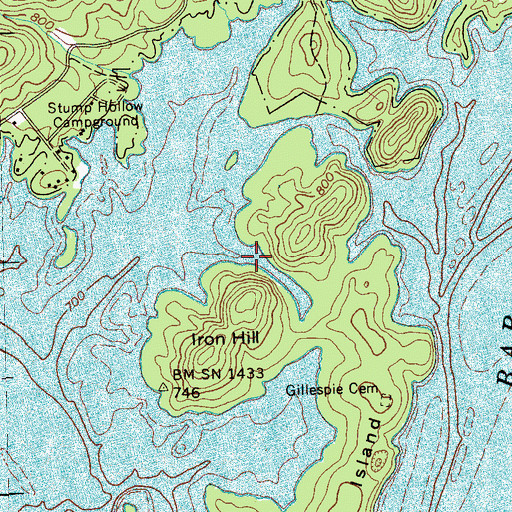 Topographic Map of Iron Hill (historical), TN