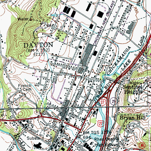 Topographic Map of North Dayton, TN