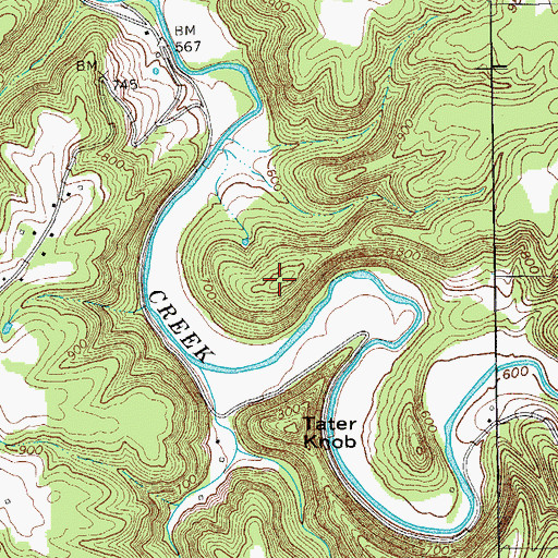 Topographic Map of Steprock Hill, TN