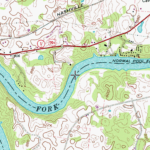 Topographic Map of Dillon Ford (historical), TN
