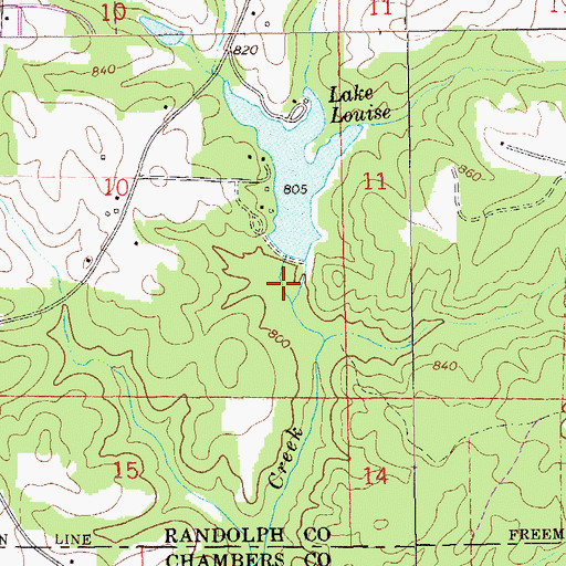 Topographic Map of Lake Louise Dam, AL