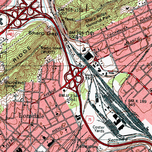 Topographic Map of Interchange 2, TN