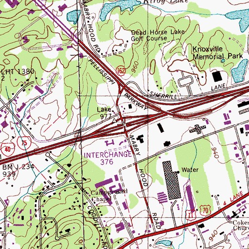 Topographic Map of Interchange 376, TN