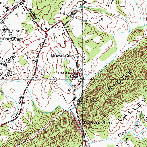 Topographic Map of Mill Run, TN