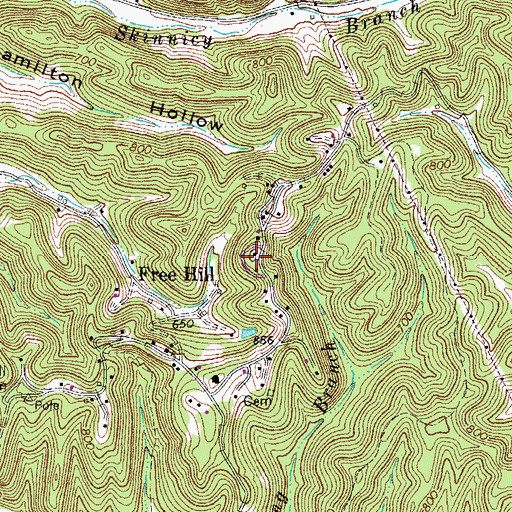 Topographic Map of Free Hills, TN