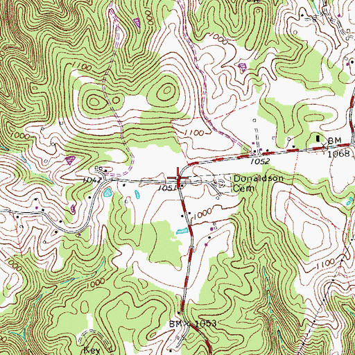 Topographic Map of Pea Ridge, TN