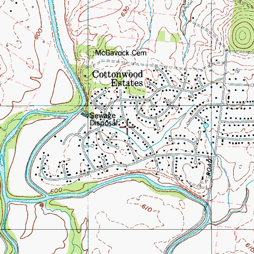 Topographic Map of Cottonwood Estates, TN