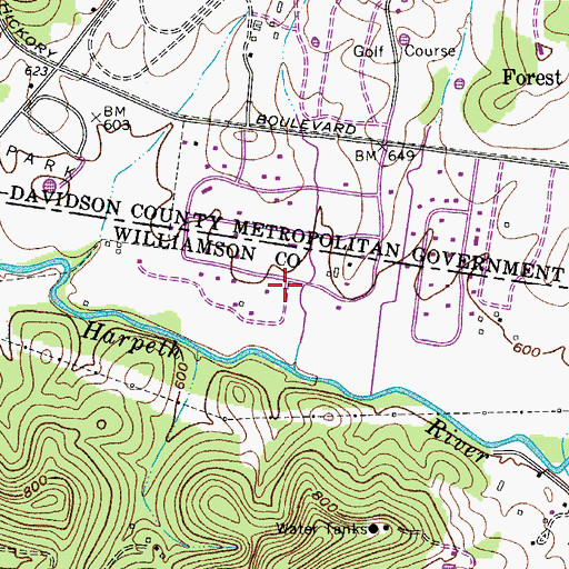 Topographic Map of Devonshire Manor, TN