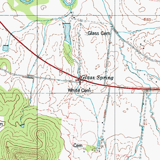 Topographic Map of Glass Spring, TN