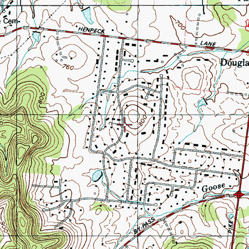 Topographic Map of Green Valley Estates, TN