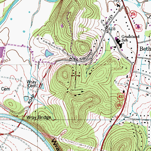 Topographic Map of Harpeth Hills, TN