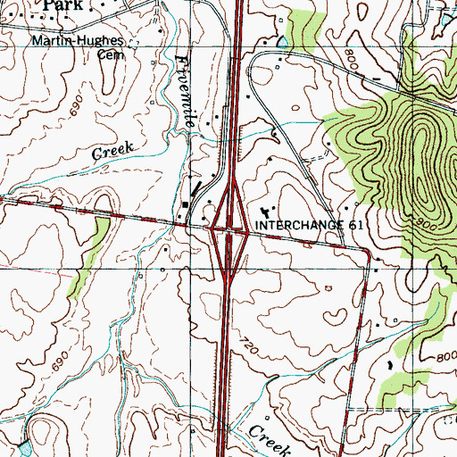 Topographic Map of Interchange 61, TN