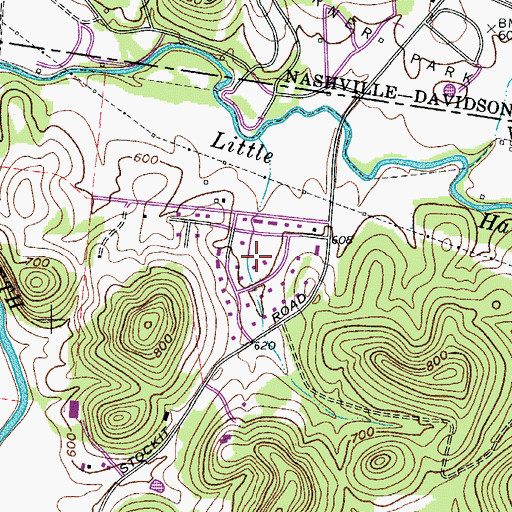 Topographic Map of Steeple Chase Farms, TN