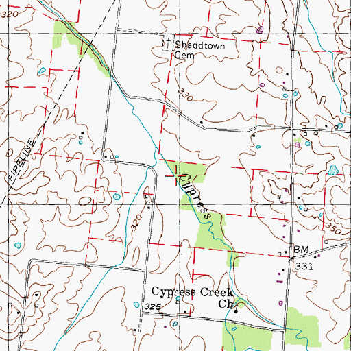 Topographic Map of Cypress Creek Bottom, TN