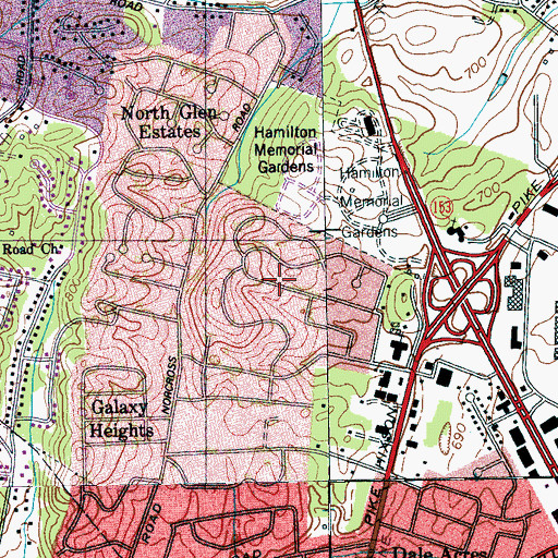 Topographic Map of Cloverdale Estates, TN