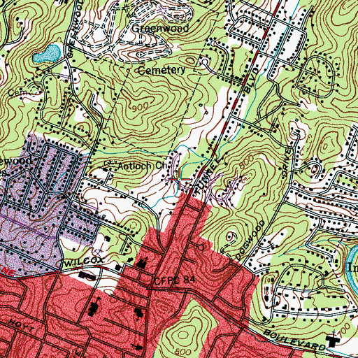 Topographic Map of Forest Hills, TN