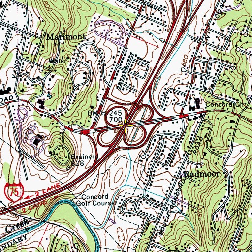 Topographic Map of Interchange 3, TN
