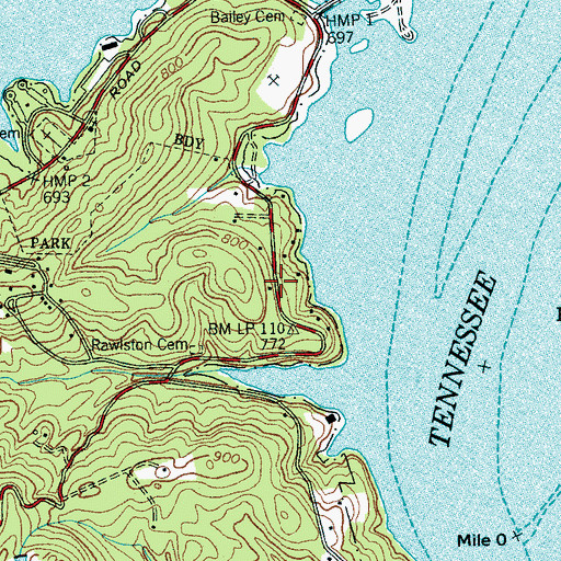 Topographic Map of Lake Dweller, TN