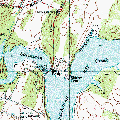 Topographic Map of Savannah Bay, TN