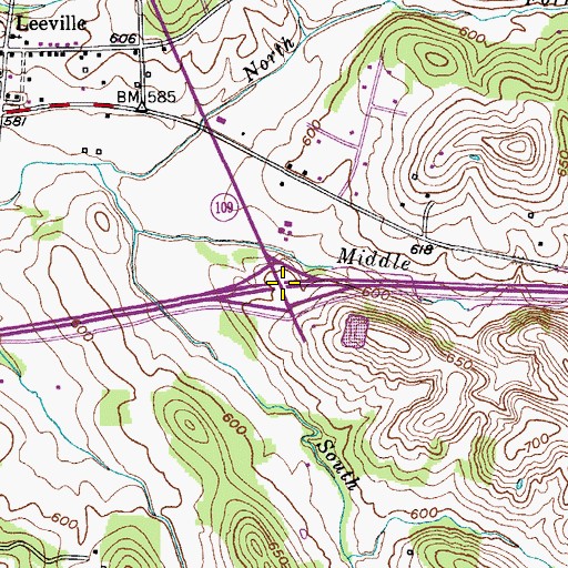 Topographic Map of Interchange 232, TN