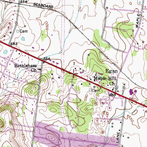 Topographic Map of Maple Hill, TN