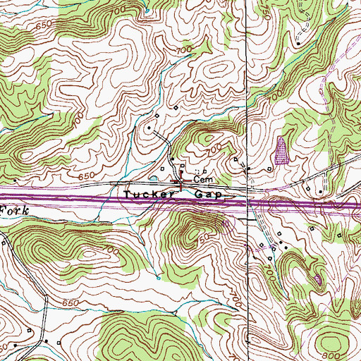 Topographic Map of Tuckers Gap (historical), TN