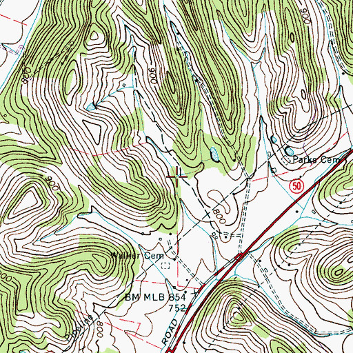 Topographic Map of Kate Hollow, TN