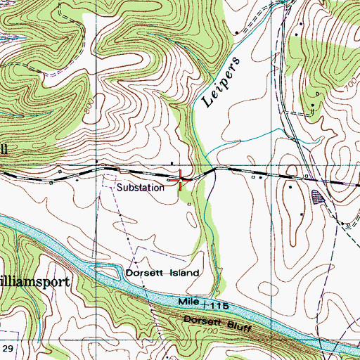 Topographic Map of Capers (historical), TN