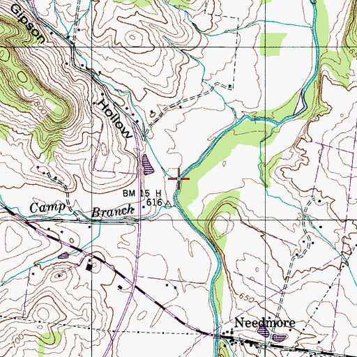 Topographic Map of Gipson Hollow Branch, TN