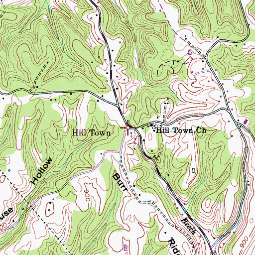 Topographic Map of Hill Town, TN