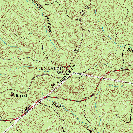 Topographic Map of Sand Mountain (historical), TN