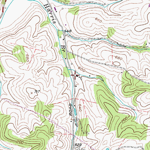 Topographic Map of Harris Hollow, TN